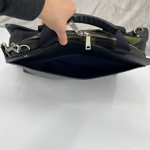 Jack Spade Camo Nylon and Black Leather Split Brief Briefcase Messenger Bag - Picture 8 of 16